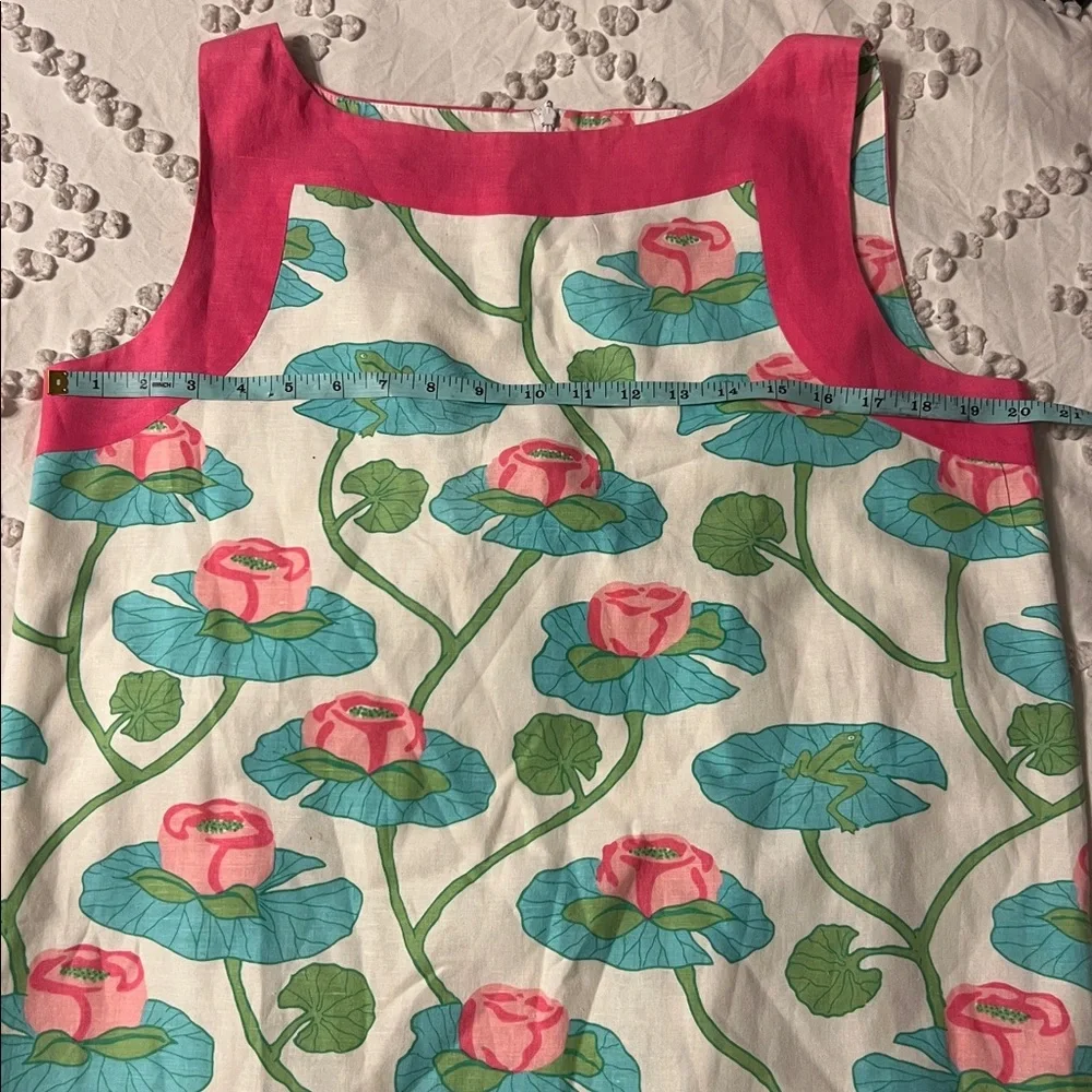 Lilly Pulitzer Vintage Shift Dress Pink Green Floral Size 10 Frogs 90s FLAWED - Picture 7 of 12